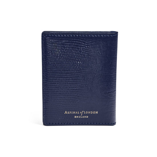 ID & Travel Card Holder in Midnight Blue Silk Lizard & Navy Suede from Aspinal of London