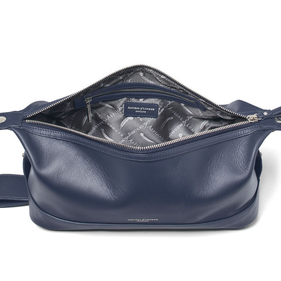 Men's Leather Washbag in Smooth Bluemoon from Aspinal of London