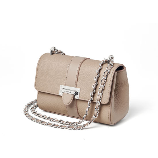 Micro Lottie Bag in Soft Taupe Pebble from Aspinal of London