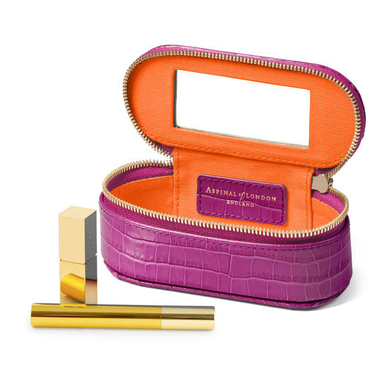 Handbag Tidy All in Deep Shine Hibiscus Small Croc from Aspinal of London