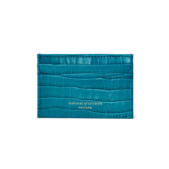 Slim Credit Card Case in Deep Shine Topaz Small Croc from Aspinal of London