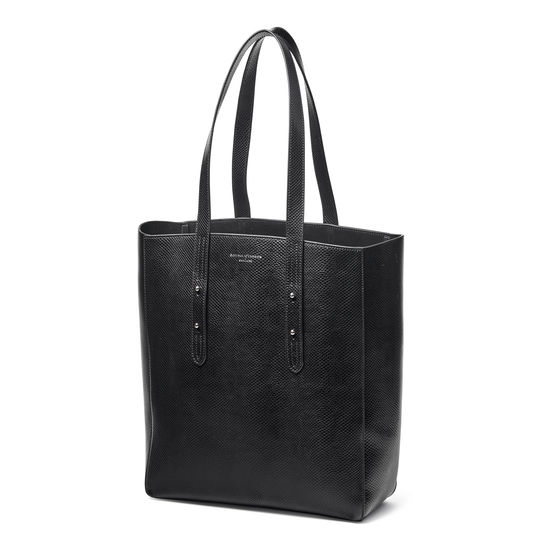 Aspinal Essential Tote in Black Lizard from Aspinal of London