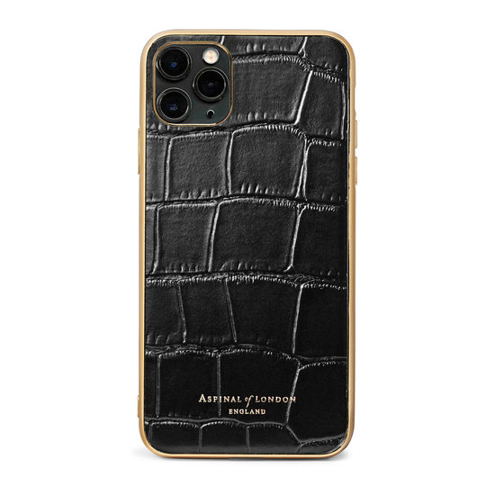 iPhone 11 Pro Max Case in Deep Shine Black Croc from Aspinal of London