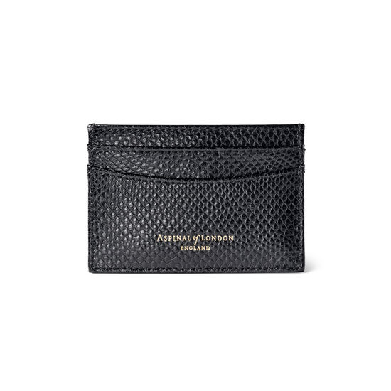 Slim Credit Card Case in Black Lizard from Aspinal of London