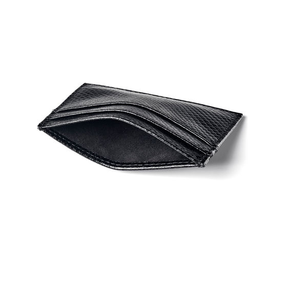 Slim Credit Card Case in Black Lizard from Aspinal of London
