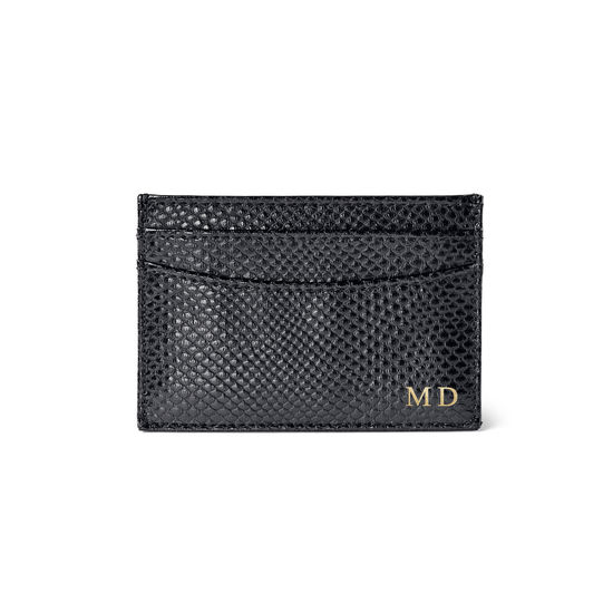 Slim Credit Card Case in Black Lizard from Aspinal of London