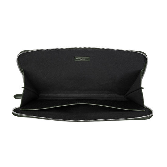 City Laptop Folio in Dark Green Saffiano from Aspinal of London