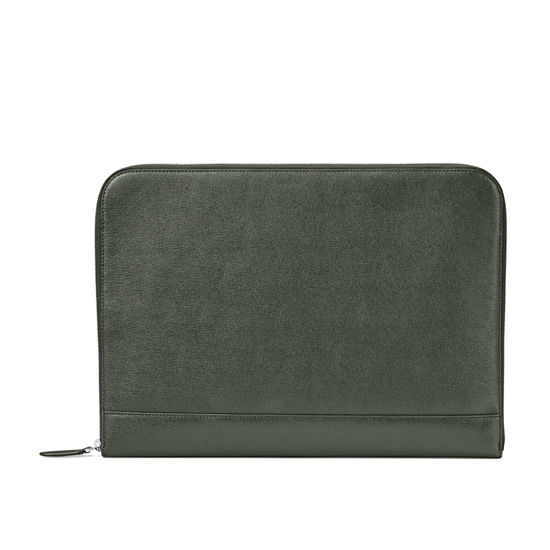 City Laptop Folio in Dark Green Saffiano from Aspinal of London