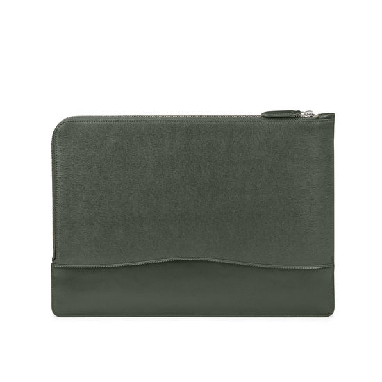 City Large Tech Folio in Dark Green Saffiano from Aspinal of London