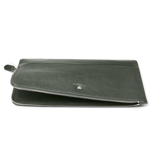 City Large Tech Folio in Dark Green Saffiano from Aspinal of London
