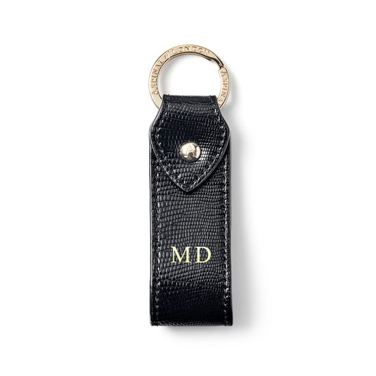 Leather Loop Keyring in Black Lizard from Aspinal of London