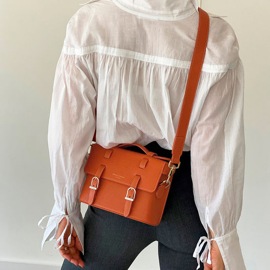 Sasha Satchel in Marmalade Pebble from Aspinal of London