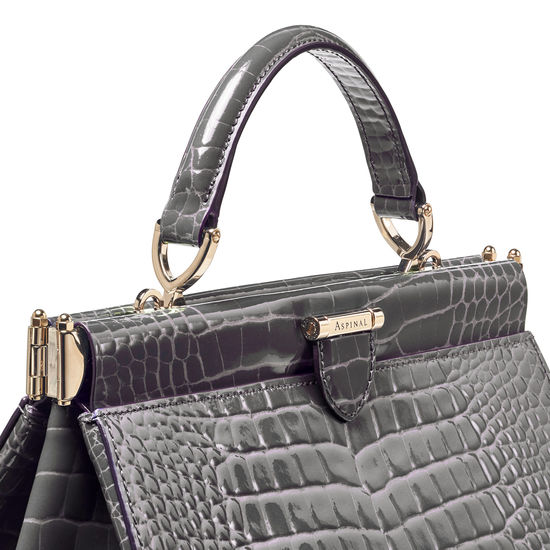 Small Florence Frame Bag in Storm Patent Croc from Aspinal of London