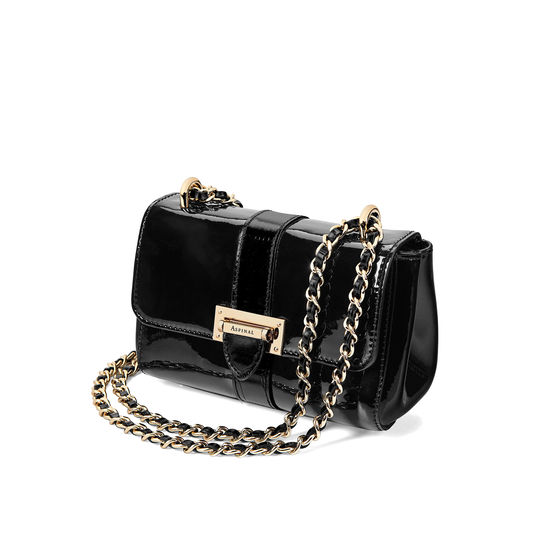 Micro Lottie Bag in Black Patent from Aspinal of London