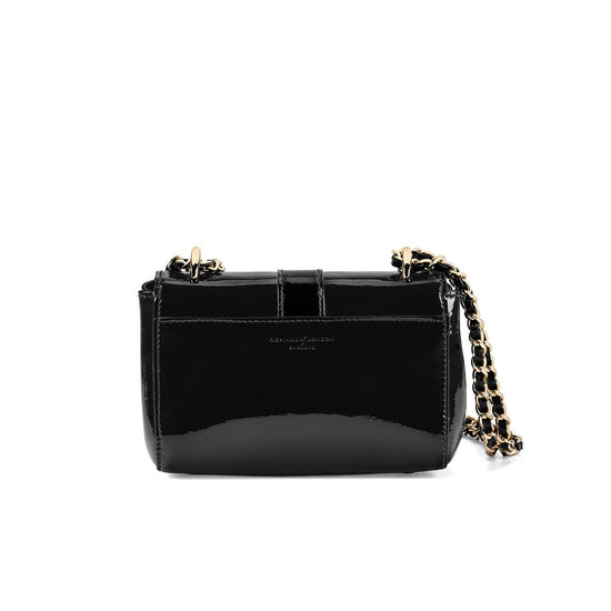 Micro Lottie Bag in Black Patent from Aspinal of London