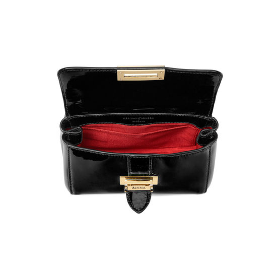Micro Lottie Bag in Black Patent from Aspinal of London