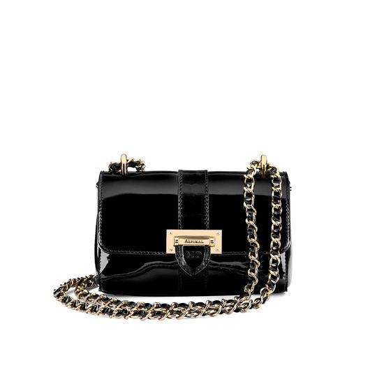 Micro Lottie Bag in Black Patent from Aspinal of London