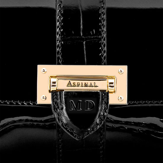 Micro Lottie Bag in Black Patent from Aspinal of London