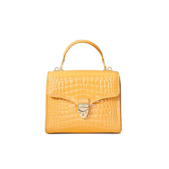 Midi Mayfair Bag in Meadow Patent Croc from Aspinal of London