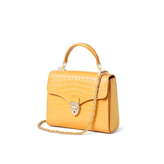Midi Mayfair Bag in Meadow Patent Croc from Aspinal of London