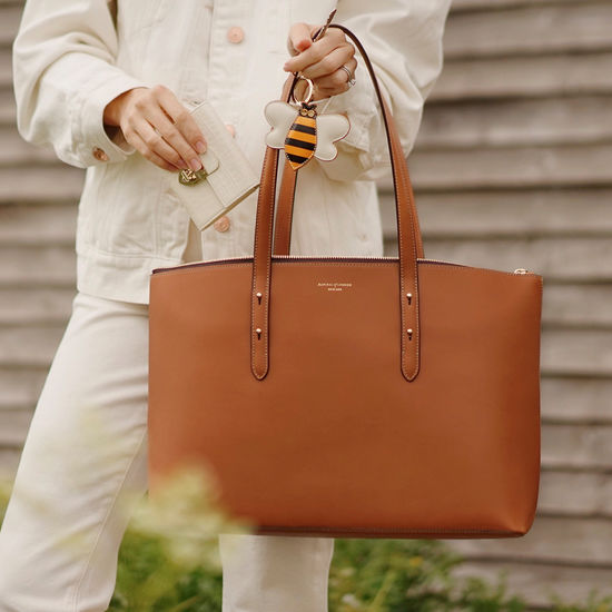 Zipped Regent Tote in Smooth Tan from Aspinal of London