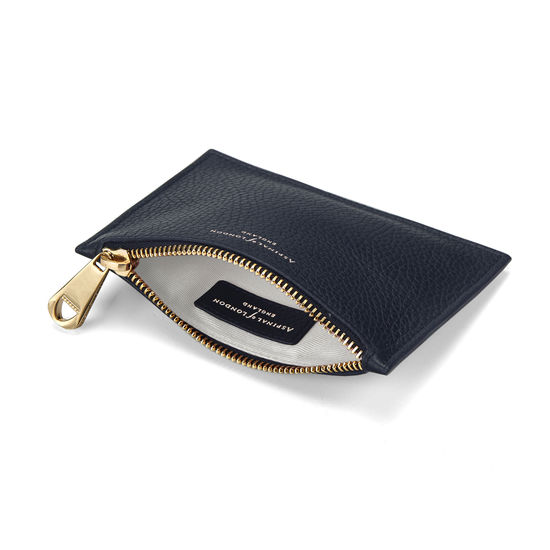 Small Essential Flat Pouch in Navy Pebble from Aspinal of London