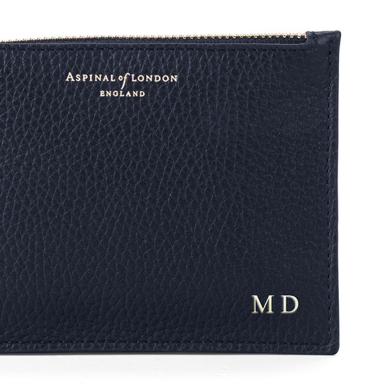 Small Essential Flat Pouch in Navy Pebble from Aspinal of London