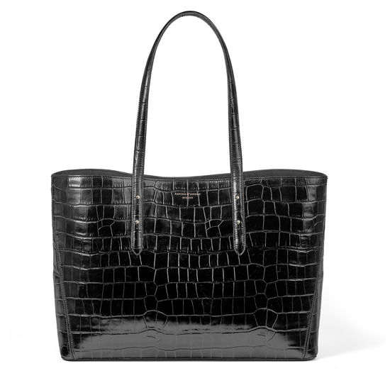 black croc tote