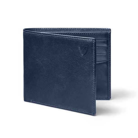 8 Card Billfold Wallet in Smooth Navy from Aspinal of London