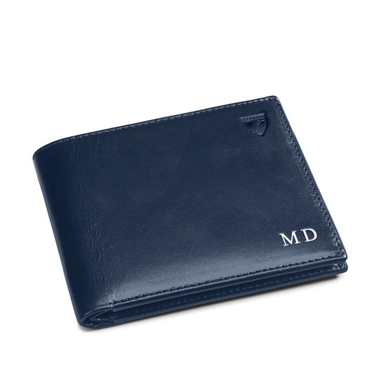 8 Card Billfold Wallet in Smooth Navy from Aspinal of London