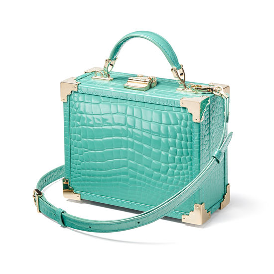 The Trunk in Chalkhill Blue Patent Croc from Aspinal of London