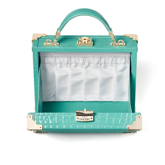 The Trunk in Chalkhill Blue Patent Croc from Aspinal of London