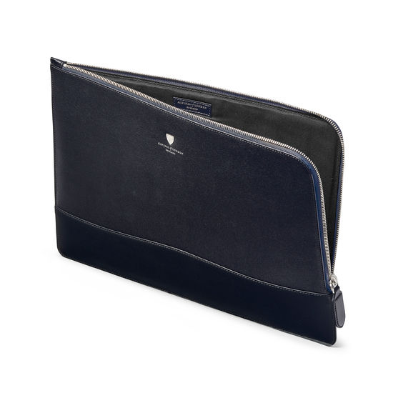 City Large Tech Folio in Navy Saffiano from Aspinal of London