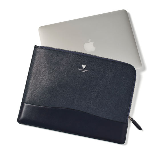 City Large Tech Folio in Navy Saffiano from Aspinal of London