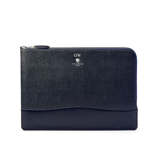 City Large Tech Folio in Navy Saffiano from Aspinal of London