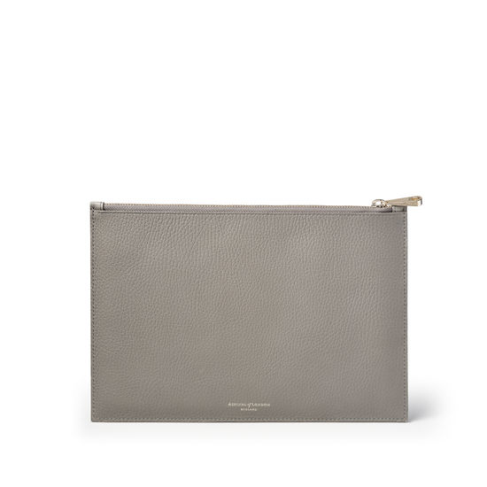 Large Essential 'A' Pouch in Warm Grey Pebble from Aspinal of London
