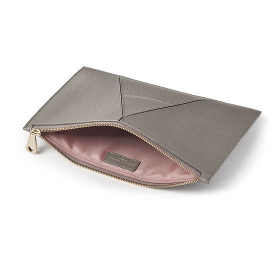 Large Essential 'A' Pouch in Warm Grey Pebble from Aspinal of London