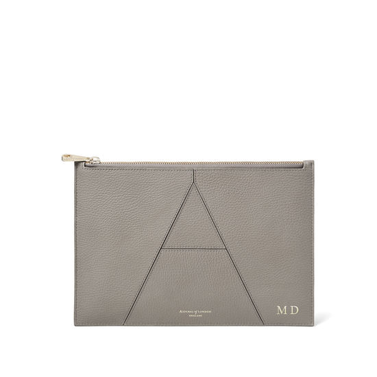 Large Essential 'A' Pouch in Warm Grey Pebble from Aspinal of London