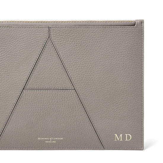 Large Essential 'A' Pouch in Warm Grey Pebble from Aspinal of London