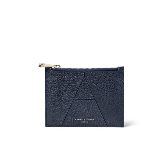 Small Essential 'A' Pouch in Navy Pebble from Aspinal of London