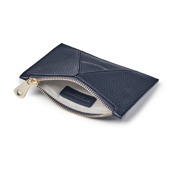Small Essential 'A' Pouch in Navy Pebble from Aspinal of London