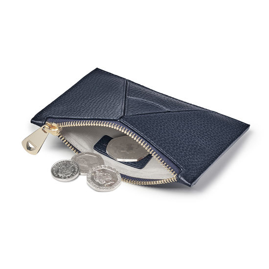 Small Essential 'A' Pouch in Navy Pebble from Aspinal of London