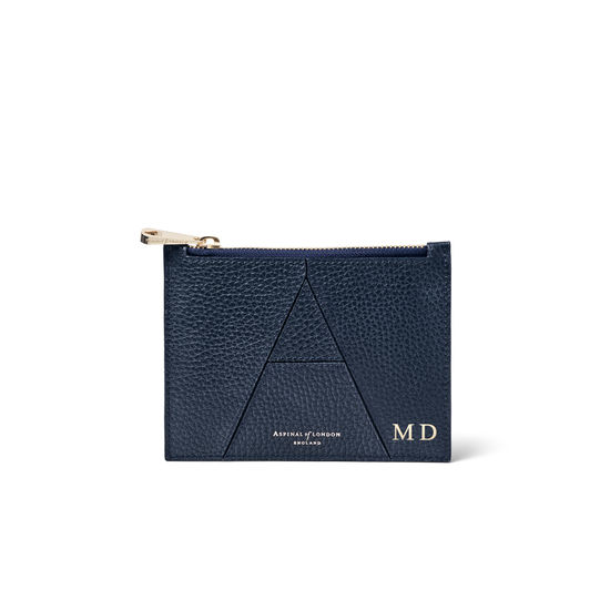 Small Essential 'A' Pouch in Navy Pebble from Aspinal of London