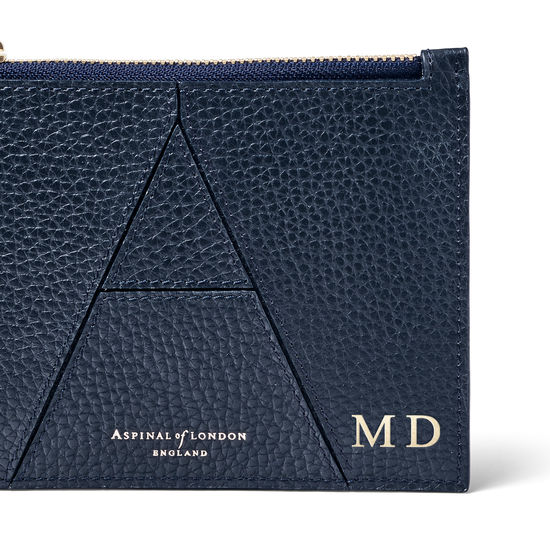 Small Essential 'A' Pouch in Navy Pebble from Aspinal of London