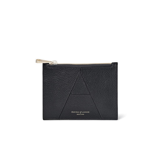 Small Essential 'A' Pouch in Black Pebble from Aspinal of London
