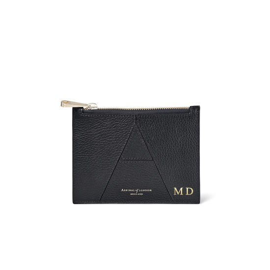 Small Essential 'A' Pouch in Black Pebble from Aspinal of London