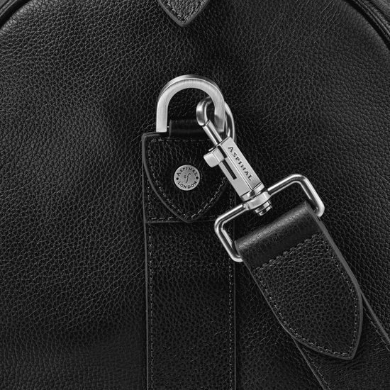 Boston Bag in Black Pebble with Silver Hardware from Aspinal of London