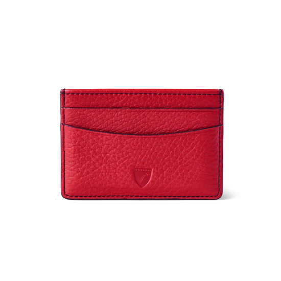Slim Credit Card Holder in Cherry Pebble from Aspinal of London