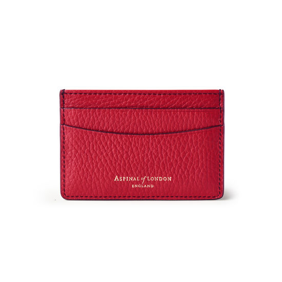 Slim Credit Card Holder in Cherry Pebble from Aspinal of London