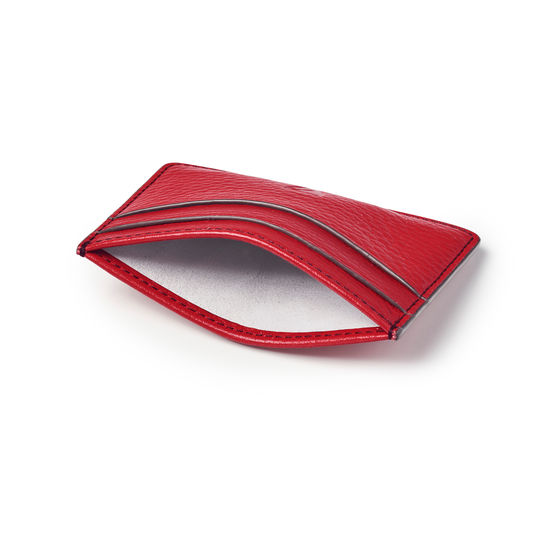 Slim Credit Card Holder in Cherry Pebble from Aspinal of London